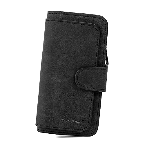 Pearl Angeli Rfid Women Wallet PU Leather Trifold Long Large