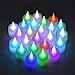 24pcs Tealights - Colour Changing Flickering Flameless LED Candle Light Tea light Mood Light for Wedding Party Club Decor in White (Battery include)