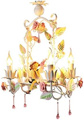 KISlink Chandelier - Creative Restaurant Korean Pastoral Style Chandelier Colorful Flower, Iron Princess, Angel Flower Stair Light (E14 * 4 / LED3W)