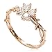 14K CZ Stones Clover on a Twisted Vine Ring - Rose Gold / White Gold Plated