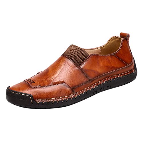 Dermanony Men's Leather Dress Shoes Summer Casual Leather Sandals Breathable Tide Outdoor Beach Shoes Red - Thumbnail 6