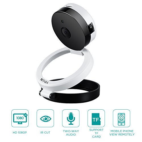 YELIN 1080P Wifi Home Camera Foldable IP Security Surveillance Camera with Alarm Two Way Audio Night Vision Support Micro/SD Card Monitor for Baby Seniors Pets