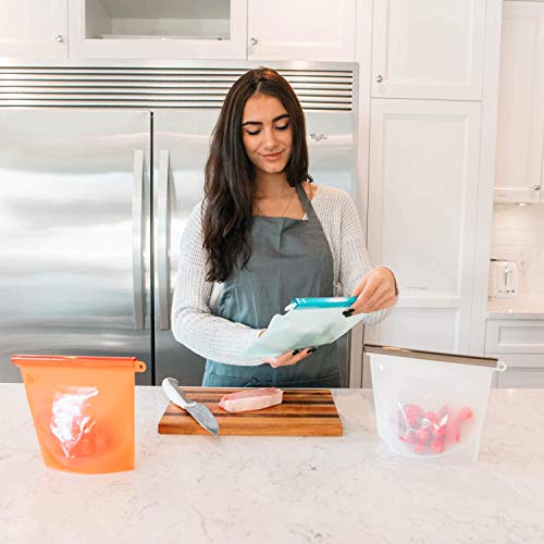 Reusable Food Storage Bags (7 Pieces), Dishwasher Safe & Microwave Safe