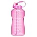 QuiFit Motivational Gallon Water Bottle - with Straw & Time Marker BPA Free 128/64 oz Large Water Jug Leak-Proof Durable for Fitness Outdoor Enthusiasts(Light Pink-B1, 1 Gallon)