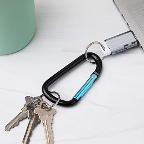 12Pack Aluminum Carabiner 3 Inch, Black D Shape Heavy Duty Buckle