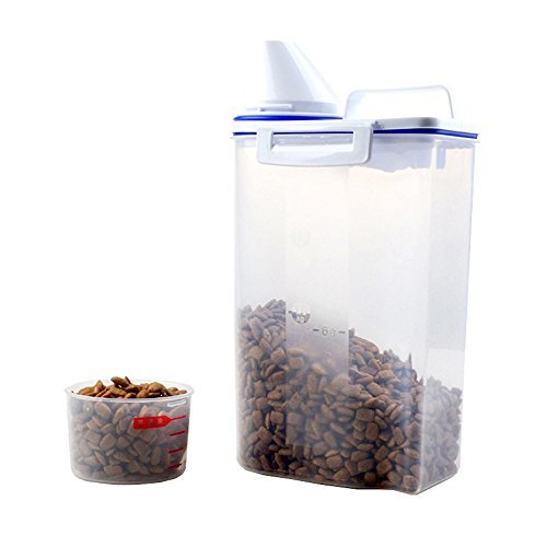 THINKPRICE Pet Food Container Dog Cat Food Storage Containers Pet Dry Food Dispenser Graduated Cup Seal Buckles Dogs Cats