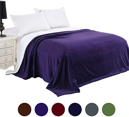 Luxury Fluffy Fleece Sherpa Blanket Queen Size Lightweight Cloud Ultra Soft Fuzzy Warm Cozy Mink Flannel Velvet Easy Care Home Sofa Bed Couch Throw Travel TV Blanket Voilet by SUBAO Bedding