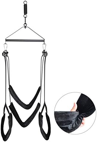 Anosmsh Adult Swing, Indoor Ceiling-Hanging Swing, 360 Spinning Swivel Swing Luxury 800 lbs Weight Capacity, Lightweight & Portable - Frame, Spring and Hooks Included, Adult Toys For Couples (Black)