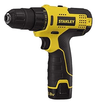 Stanley SCD12S1 10.8-Volt Li-Ion Compact Drill, 2 Batteries with Kitbox, Yellow and Black