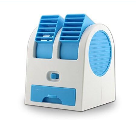 Lucky Shop1234 2016 New Double Layer USB Mini Air Conditioning Blade-less Fan Portable Mini-air Conditioner Perfect for Outdoor office Runs On Batteries Or USB (Blue)