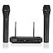 Pyle Dual Channel Wireless Microphone System - Dual Frequency Wireless Mic Receiver Set with 2 Handheld Dynamic Transmitter Mics, Receiver Base - PA, Karaoke, Dj Party - PDWM2130