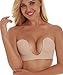 Unilove Strapless Bra Push Up Bras for Women Invisible Bra Adhesive Backless Bra (C, Beige)