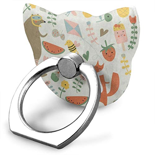 Phone Stand Cartoon Style Fox Pineaple Butterfly Bee Cat Type Ring Mobile Phone Holder Phone Stand for IPad Phone X/6/6s/7/8/8 Plus/7, Galaxy S9/S9 Plus/S8/S7 Android Smartphone