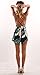 Coutgo Women's Leaf Print Strapless Jumpsuit Overlay Romper Jumpsuit (S, Navy)