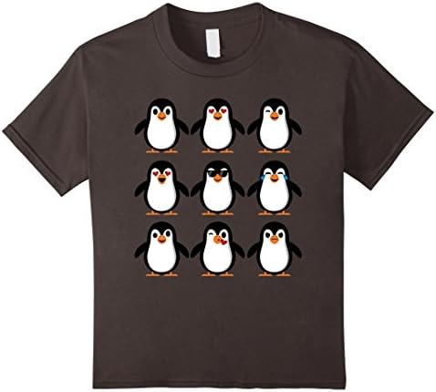 Kids Penguin Emoji T-Shirt, Penguin Costume Christmas Emoji Shirt 6 Asphalt
