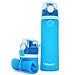 Valourgo Collapsible Water Bottle, Silicone Foldable with Leak Proof Valve BPA Free - blue 21 oz