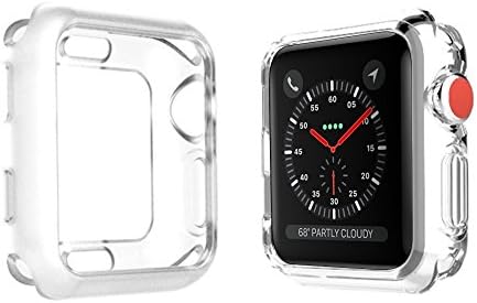 Case for Apple Watch 38MM, Qinfeng Shock-Proof and Shatter-Resistant Soft Slim TPU Protective Cover with Flexible Anti-Scratch Bumper for Apple Watch Series 1,2,3 (Clear)