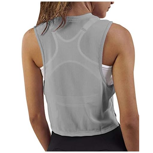 Mippo Womens Workout Crop Tops Cute Sheer Mesh Back Gym Yoga Tank Tops Muscle Tee - Image 5