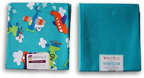 Creative Cuts Fat Quarters Bundle - Turquoise Airplane Theme