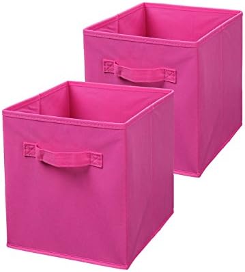 VASTING ART Foldable Fabric Cube Storage Bins &amp; Boxes Containers for Closet Toy and Laundry(11 Inches), Pink, 2 Pack