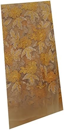 Sewing Dressmaking Fabric by The Yard, Indian African Wedding Bridal Material Blouse Fabric Half mtr Beige Net, Ochre Sequins Embroidery Blouse Sleeve top (Half Yard)