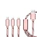 iPowertech Multi Charger, 3 in 1 Lightning & Micro USB Nylon Braided Charging Cable with 8 Pin Lightning / Micro USB 2.0 Ports for iPhone 6/6S plus/5/SE, iPad Air/mini, Android devices(Rose Gold)