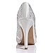LUXVEER Satin Bridal Shoes with Silver Rhinestone Wedding Shoes Medium Heel 4 inch-Peep Toe