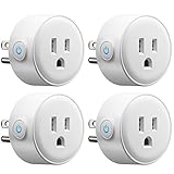GMYLE 4 Pack Wifi Smart Plug Mini Outlet Power Control Socket, Remote Control Your Electric Devices from Anywhere, No Hub Required, Work with Amazon Alexa Echo Dot & Google Home, White