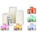 VonHaus Electric Candles - 3 x Flameless Battery Operated Real Wax Pillars - 12 LED Color Settings, Remote Control & Timer (Ivory Color)