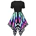 MURTIAL Women's Short Sleeve Bow Knot Bandage Top Sunflower Print Mini Dress Suits T-Shirt