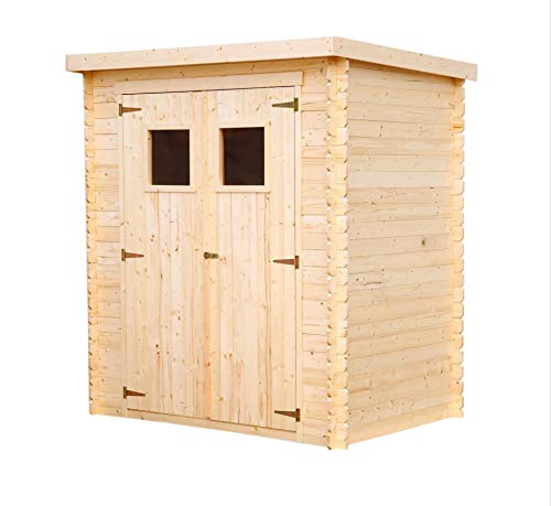 Timbela M312 Abri de jardin en bois exterieur -Chalet en pin/ épicéa- toit plat - 130 x 180 cm- 1,98m2