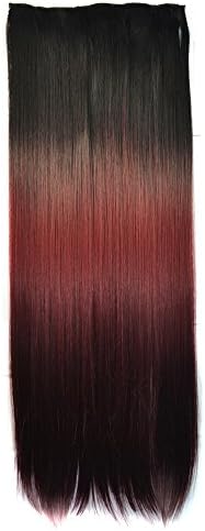 Abwin Black to Burgundy to Dark Red Colored Clip in Hair Extensions