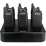 Retevis RT22 Walkie Talkies Rechargeable Hands Free 2 Way Radios(6 Pack) with Six Way Gang Charger