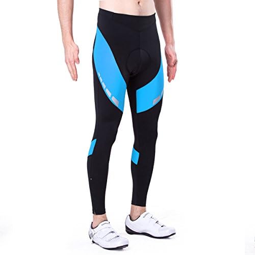 Fmix Men's 4D Padded Cycling Tights Long Bicycle Pants Ourdoor Clothes Bike Wear (Blue, L 29"-36")