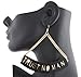 Black with Mirrored Goldtone "Trust No Man" 4 Inch Dangle Earrings (R-2636)