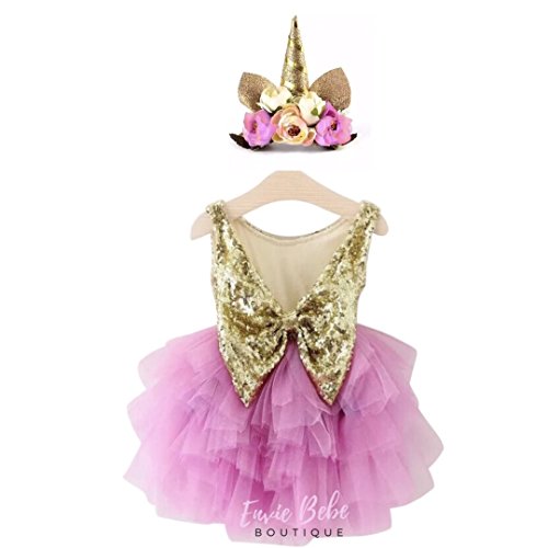 Envie Bebe Boutique Barbie Pink And Gold Glitter Party Dress