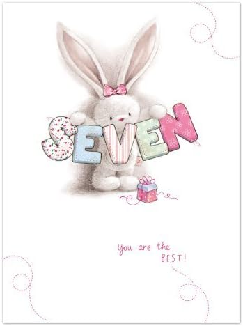 Birthday Card - 7th Birthday - Cute Bunny