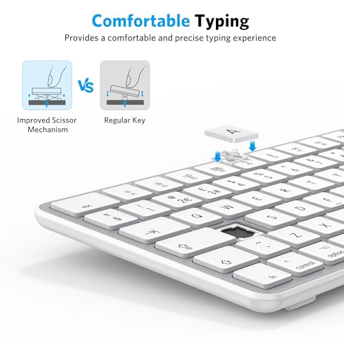 OMOTON Wireless Bluetooth Keyboard for Mac (MacBook Air/Pro/iMac/iMac Pro), Rechargeable Keyboard to Multi Devices, Silent Slim, with 3 Bluetooth channels for MacOS, QWERTY UK