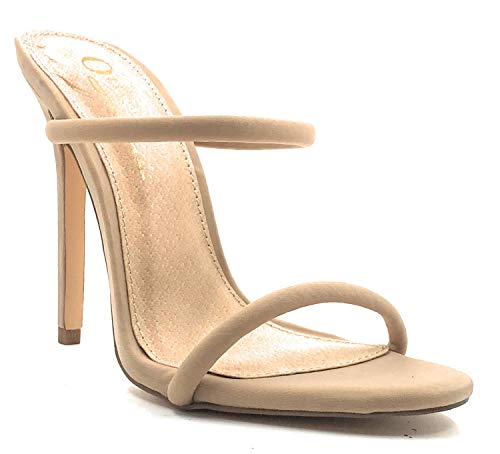 Olivia Jaymes Women's High Heel Stilleto Shoes Open Toe Taupe 8 M US