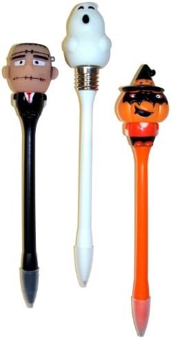 Inkology Halloween Freaks Light Up Pens, Set of 6 Pens, 2 Each of 3 Assorted Designs (02301)