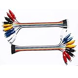 Haitronic Unique 2 in 1 Alligator Clip to Dupont Wire 10pin 20cm Male, Crocodile Clip to Jumper Wire 10pin 20cm Female for Test Lead Arduino/Raspberry pi/Orange pi/Makey Makey/BBC Micro: bit