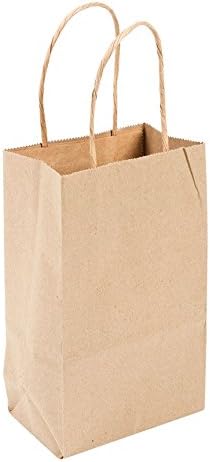 Recycled 5 x 3 x 8 Natural Brown Kraft Rose Paper Shopping Bags - Pack 250