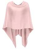 DJT Womens Solid Knit Short Asymmetric Wrap Poncho Topper Pink