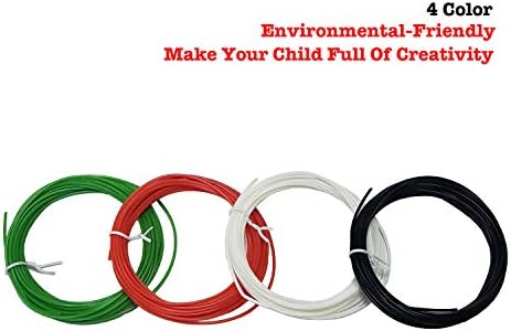 3D Pen Filament Refills 1.75mm 5M PLA Filament doodler Drawing Gift for Kids No Stuck Suitable for 3D Pen, 3D Printer and More Black White Green Red (Filament - 4 Colors)