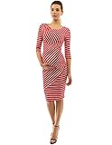 PattyBoutik Mama Striped Elbow Sleeve Maternity Dress