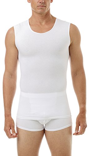 Underworks Men's Ultra Light Cotton Spandex Compression Muscle Shirt, X-Small, White