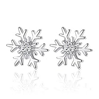 taxiner Crystal Snowflake Stud Earrings 925 Sterling Silver Womens Girls Jewellery Gift
