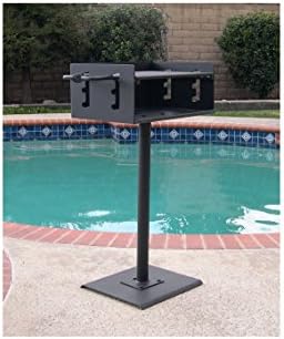 Heavy Duty Outdoor Park Style Charcoal & Wood Grill with Post & Patio Base Plate