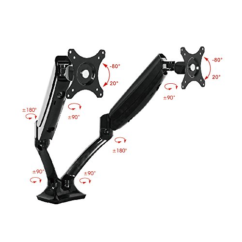 Loctek D5D Dual Monitor Arm Desk Monitor Mounts Fits 10"-27" Monitors, Gas Spring LCD Arm