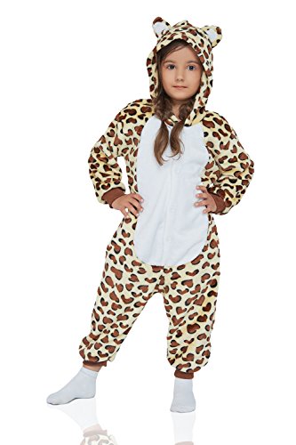 Kids Leopard Kigurumi Animal Onesie Pajamas Plush Onsie One Piece Cosplay Costume